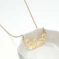 Gouden roestvrijstalen ketting met een unieke gelaagde geometrische rechthoek hanger - Geometrisch Goud