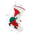 White Nordic plush Christmas stocking with embroidered gnome design, 29cm height specs - Medium Santa with Bag / 29x20cm