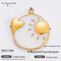 18k gold plated stainless steel star pendant charm with white inlay, 16mm DIY accessory - Gold Abstract Heart Style (PJ91189)