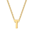 Gold-plated stainless steel necklace featuring a minimalist uppercase letter T pendant - Letter T / Gold