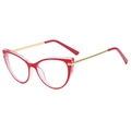 Montura de gafas ojo de gato bicolor rojo y blanco con patillas de metal dorado - Rojo Transparente