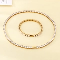 Ensemble de bijoux de tennis dorés avec pierres en zircone et fermoir à cliquet robuste - 5mm-Bracelet 20cm / Or
