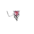 Piercing de nariz de acero inoxidable con circonita de corazón rosa y alas - Nose Stud