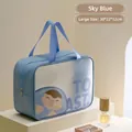 Azurblaue wasserdichte Kulturtasche mit Toast-Cartoon und transparentem PVC-Fenster - Groß / Azurblau