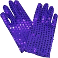 Sparkly purple sequin full-finger gloves for kids stage dance performance and party - One Size / Purple