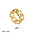 Size US 6 gold plated double layer chain link ring with a polished texture finish - US 6 / Chain Style (T313)