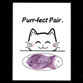 Handcrafted purple crystal fish stone charm with cute illustrated cat and plate theme - Lilac Stone