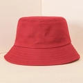 Classic bright red cotton bucket hat with reinforced stitched brim for outdoor wear - Red