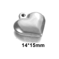 Polished silver heart pendant in solid stainless steel with 14x15mm size labels - 14x15mm / Steel