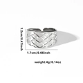 Detailed view of silver quilted textured wide open ring with specific dimensions - TYR0325 / Silver Quilted Relief