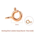 Sterling silver 5mm round spring ring clasp connector in rose gold finish for jewelry - 925 Silver Round Clasp Rose Gold / 5mm