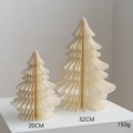 Set di due alberi di Natale in carta a nido d'ape color crema da 20 e 32 cm - Bianco Set (32cm+20cm)
