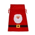 Detail der roten Samt-Weihnachtstüte mit Kordelzug und Weihnachtsmann-Gürtel-Motiv - Stil 215A# Weihnachtsmann
