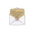 Broche enveloppe en émail avec citation motivante Dear me et sceau cœur rose - Enveloppe Blanche-Citation Whatever Life Throws At You (QHXZ3601)