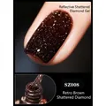 Macro detail of retro brown glitter gel polish SZ008 with sparkling diamond effect - 8ml / Retro Brown SZ08