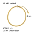 Flat snake bone chain anklet in 18K gold plated stainless steel with K18 tag and lobster clasp - 0.4cm Gold Snake Chain (JDA201004-2)