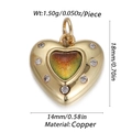 Golden heart pendant with rainbow zircon inlay, copper jewelry charm for DIY accessory - Cx157-5 / 18K Gold