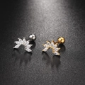 Boucles d'oreilles en acier inoxydable avec zircons scintillants en or et argent - Feuille Marquise(S-CC001-19) / Or Blanc