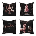 Set of 4 Christmas pillow covers with rose gold geometric reindeer and snowflake patterns - 18x18 Inch / Christmas Set 11 / Set of 4 (Covers Only)