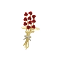 Détail d'un rond de serviette doré avec des roses rouges et un nœud en strass - Style Bouquet de Roses Rouges (Z1010-1) / Doré