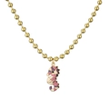 Collier avec pendentif hippocampe plaqué or et émail rose et violet style océan - Style Hippocampe(CN00918YS)