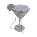 Detailed view of silver martini glass clutch bag with sparkling crystal rhinestones - Silver