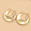 Polished 14K gold plated crescent moon C-shaped stud earrings in a glossy gold finish - Water Ripple (ES2144) / Gold