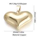 Gold plated copper heart pendant variant with 35mm dimensions and polished finish - Ysn023-03 / 18K Gold