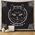 Black cat wall tapestry with mystical moon motif in a modern home decor setting - GT156-3 Black Cat Head