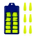 Neon yellow-green coffin press-on nails set in a blue 10-compartment storage box - 100 Pieces / Neon Yellow