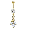 Goldener Schwan Bauchnabelpiercing mit Zirkonia-Steinen und gebogener Langhantel-Form - Stil 21 Gold