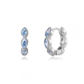 Silver S925 hoop earrings featuring three marquise-cut light blue zircon stones - 24K / Silver-Light Blue Marquise Rhinestone (W80336-SS-3)