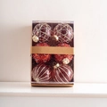 Lot de 6 boules de Noël rouges et dorées avec motifs pailletés dans une boîte de luxe - 8CM Boule de Noël C (Lot de 6)