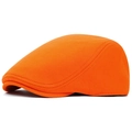 Bright orange flat cap in retro British style featuring high-quality cotton twill fabric - One Size / Orange