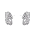 Close-up of silver butterfly earrings encrusted with sparkling cubic zirconia stones - Hollow Zirconia Butterfly (VE1419) / White Gold