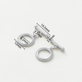 Polished silver-finish OT toggle clasp set for DIY jewelry making with dimensions - Platinum Threaded OT Clasp - 4Pcs/Pack