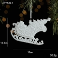Sparkly white Christmas sleigh ornament with pine tree detail and silk hanging ribbon - Sleigh Style