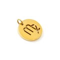 Golden stainless steel hollow circular pendant featuring a Virgo zodiac sign design - Virgo - Single Pendant