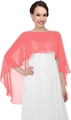 Close-up of lightweight coral pink chiffon shawl wrap with sheer breathable texture - Watermelon red