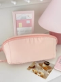 Beauty case in tessuto rosa macaron con cerniera superiore e grande capacità - Rosa