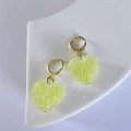 Elegant heart-shaped drop earrings with sparkling yellow crystals on gold hooks - Yellow