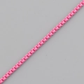 Close-up of pink coated metal snake chain necklace with vibrant candy color finish - Rose Red