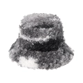 Winter warm sherpa fleece bucket hat with black and white marble textured tie-dye pattern - Gray