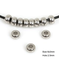 Silver stainless steel 6x3mm flat round spacer beads with 2.5mm hole for DIY jewelry - 6x3mm (Hole 2.5mm) 20 Pieces