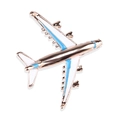 Creative airplane brooch with gold finish and blue white enamel details - Blue