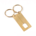 Custom gold house-shaped puzzle keychain set for couples in polished stainless steel - Gold (Left+Right Half House)