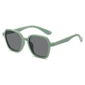Modern sage green square frame children sunglasses with dark grey lenses for sun protection - Green Frame Grey Lens