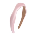 Pink satin wide headband with a minimalist retro design and high top style for women - Satin Pink