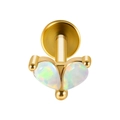 Gold stud piercing featuring two teardrop-shaped white opals in a cluster design - 1.2x6mm / Gold-2 OP17 Opal Waterdrops