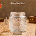 500ml vintage embossed glass storage jar with floral patterns and a 10.3cm height - In the Garden Style / 500ml